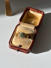 Load image into Gallery viewer, Gold Vermeil Emerald Flower Ring Size 6.75
