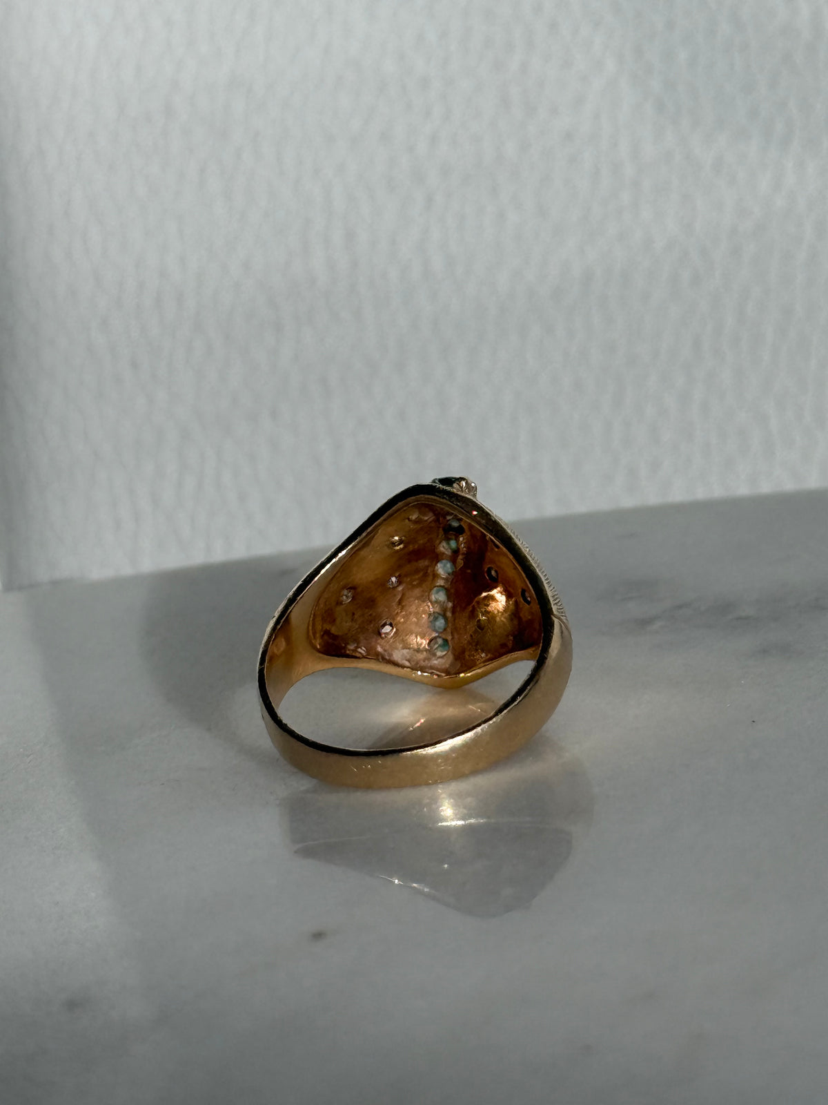 Vintage 1960s Starburst Set Diamond & Emerald 14k Gold Ring