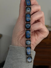 Load image into Gallery viewer, Vintage Norway Blue Black Enamel Sterling Silver Bracelet 7.25”

