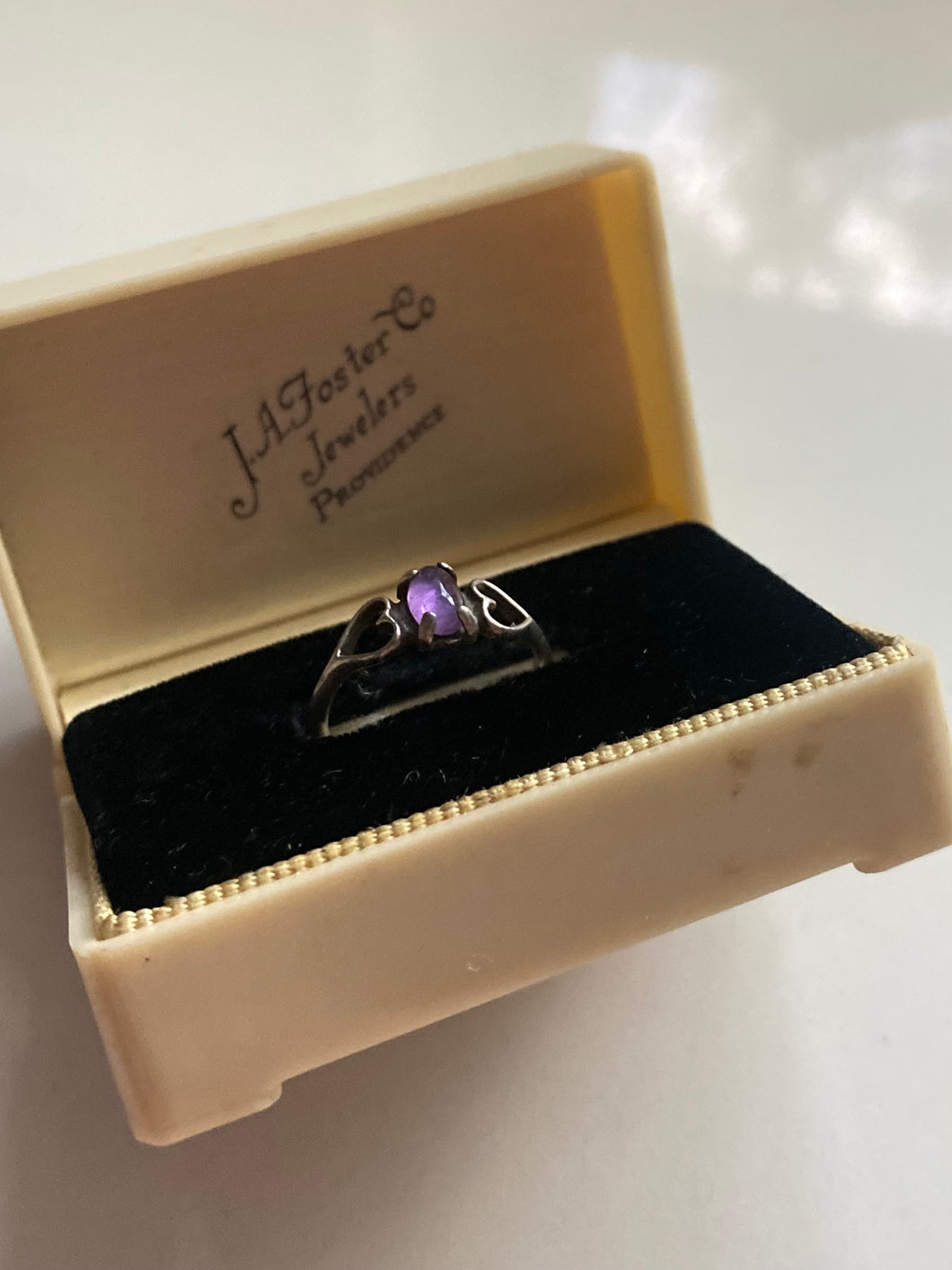 Amethyst Cabochon Sterling Silver Heart Ring