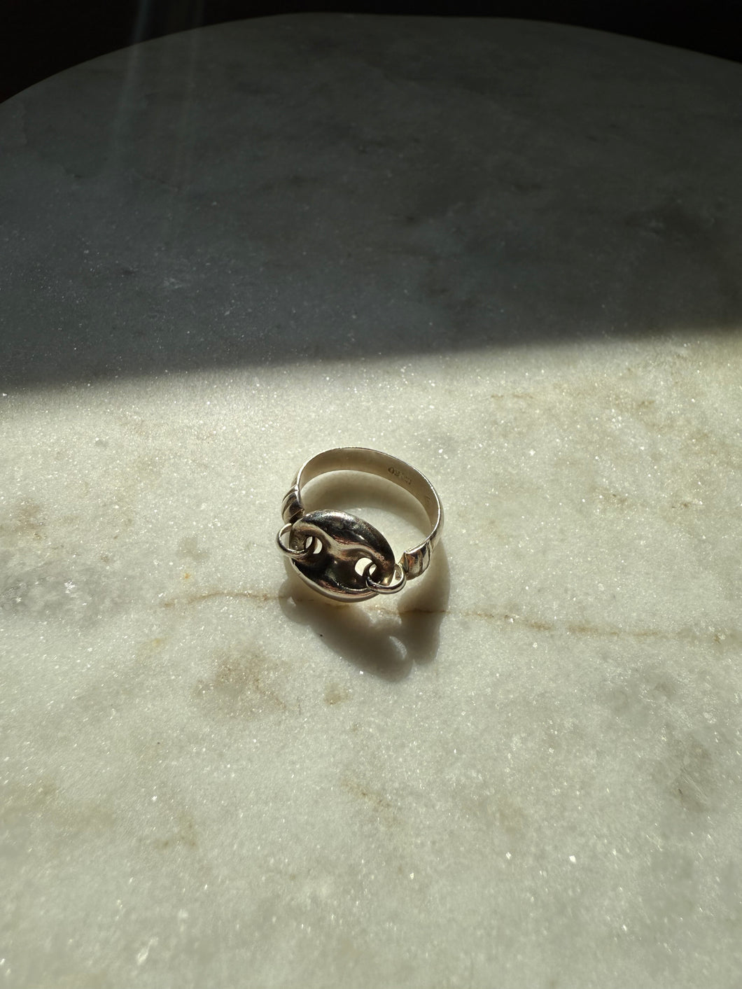 Puffy Gucci Mariner Sterling Silver Ring Size 7.25