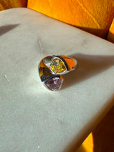 Load image into Gallery viewer, Chunky Heart Bypass Sterling Silver Rhodium Plated Ring Size 8
