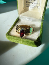 Load image into Gallery viewer, y2k Red Glass Gold Vermeil Ring Size 9.5
