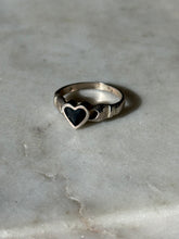 Load image into Gallery viewer, Black Enamel Heart Sterling Ring Size 7.5
