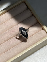 Load image into Gallery viewer, Midcentury Black Onyx Sterling Silver Ring Size 6
