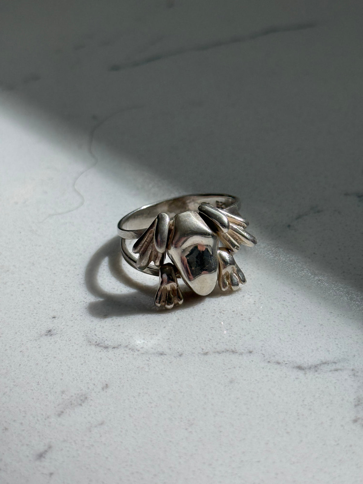 Articulated Frog Sterling Silver Ring Size 6.5