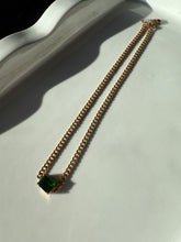 Load image into Gallery viewer, Cuban Link Gold Vermeil Green Glass Stone Necklace
