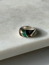 Load image into Gallery viewer, Vintage Tigers Eye &amp; Malachite Sterling Silver Ring Size 8.25
