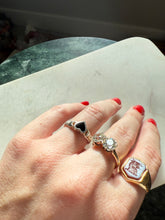 Load image into Gallery viewer, Black Onyx Sterling Silver Heart Ring Size 7.75
