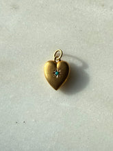 Load image into Gallery viewer, Victorian 14k Yellow Gold Starburst Set Persian Turquoise Heart Charm
