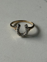 Load image into Gallery viewer, Diamond Chip Horseshoe 10k Gold Ring Size 5.5
