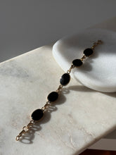 Load image into Gallery viewer, Black Onyx Oval Link Gold Fill Bracelet 7.5”

