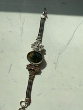 Load image into Gallery viewer, Vintage Floral Labradorite Sterling Silver Bracelet
