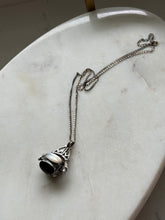 Load image into Gallery viewer, Vintage Multistone Spinner Fob Sterling Necklace 17.75”
