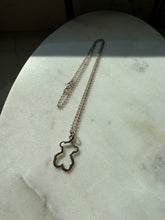 Load image into Gallery viewer, Vintage Sterling Silver Teddy Bear Necklace 18”
