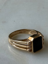 Load image into Gallery viewer, Black Onyx &amp; Diamond 14k Yellow Gold Ring Size 7.75

