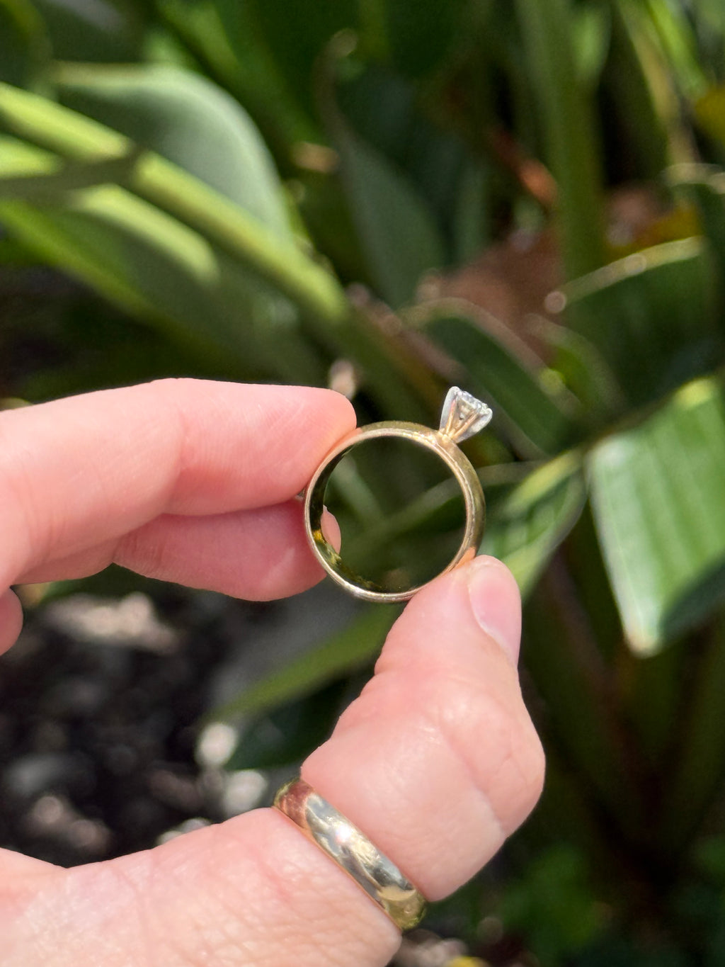 Vintage Solid 14k Gold Cigar Band Diamond Ring Size 5.5