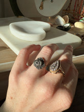 Load image into Gallery viewer, Marcasite Rose Sterling Virgin Mary Ring Size 5.5
