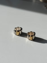 Load image into Gallery viewer, Two-Tone Sterling Silver Ribbed Clicker Hoops
