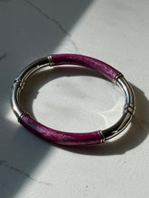 Load image into Gallery viewer, Vintage Milor Italy Pink Enamel Sterling Silver Bangle Bracelet
