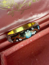 Load image into Gallery viewer, Vintage Bird &amp; Flowers Black Cloisonné Bangle Bracelet
