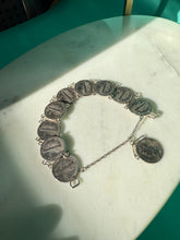 Load image into Gallery viewer, Vintage 1930s-1940s Sterling Silver Coin Bracelet 7”
