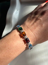 Load image into Gallery viewer, Multicolor Gemstone Sterling Silver Chunky Tennis Bracelet 7.25”
