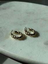 Load image into Gallery viewer, Italian Vintage Twisted 14k Yellow Gold Hoops
