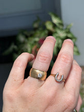 Load image into Gallery viewer, Diamond Chip Horseshoe 10k Gold Ring Size 5.5
