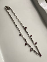 Load image into Gallery viewer, Rolo Link Garnet Charm Vintage Sterling Silver Necklace
