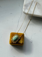 Load image into Gallery viewer, Art Deco Era Etched 14k Gold Turquoise Necklace
