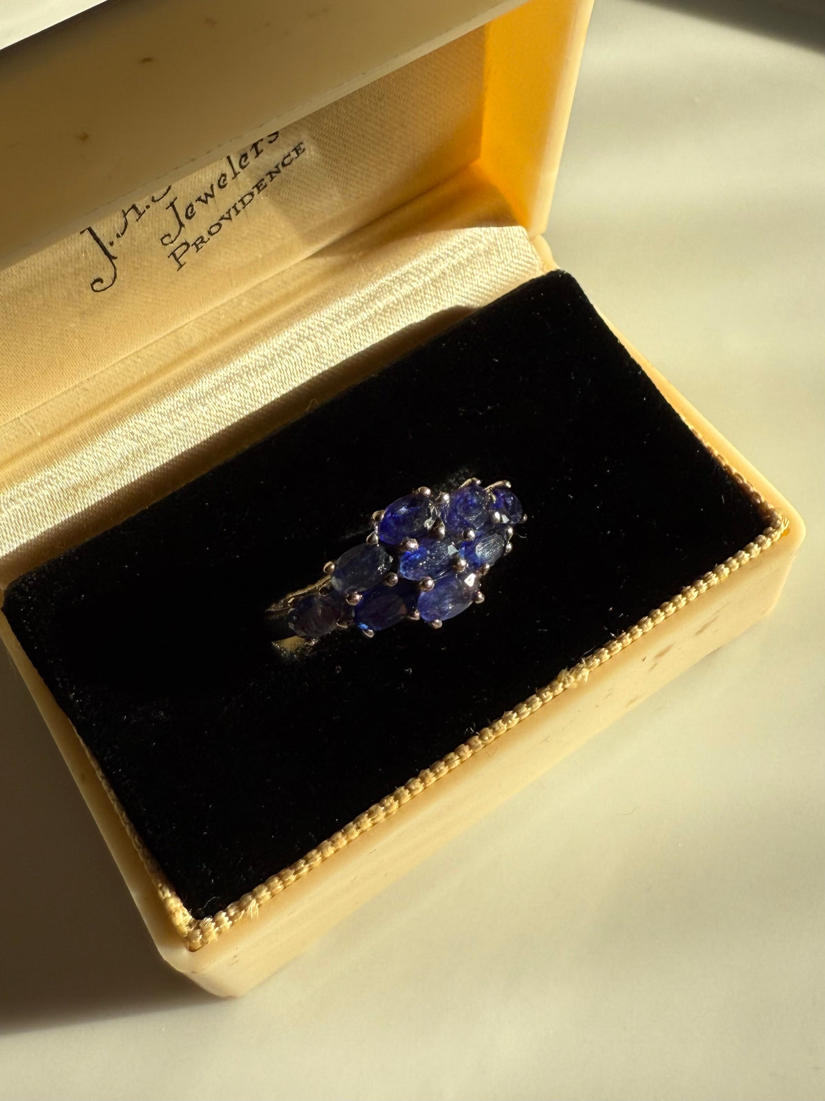 Blue Honeycomb Sterling Silver Ring Size 8.5