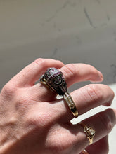 Load image into Gallery viewer, Black Onyx Sterling Silver Ruby Ring Size 7
