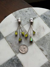 Load image into Gallery viewer, Green Resin Dichroic Glass Sterling Silver Earrings
