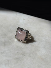 Load image into Gallery viewer, Rose Quartz Sterling Silver Square Ring Size 6
