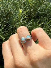 Load image into Gallery viewer, Opal &amp; Diamond 14k White Gold Bow Ring Size 6.75

