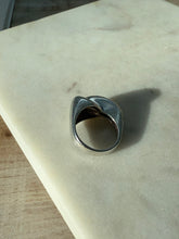 Load image into Gallery viewer, Modernist Sterling Silver &amp; 14k Yellow Gold Ring Size 7
