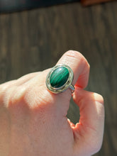 Load image into Gallery viewer, Vintage Malachite Sterling Silver Ring Size 10
