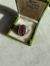 Load image into Gallery viewer, Red Cardinal Sterling Silver Inlay Signet Ring Size 7.75
