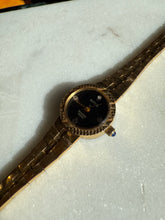 Load image into Gallery viewer, Vintage Benrus Gold Tone Black Face Watch
