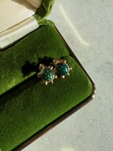 Load image into Gallery viewer, Green Enamel Turtle 14k Gold Push Back Earrings
