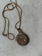 Load image into Gallery viewer, Antique 12k Gold Fill Etched Floral Locket Necklace 18”

