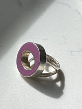 Load image into Gallery viewer, Mexico Pink Enamel Sterling Silver Modernist Ring Size 5.25
