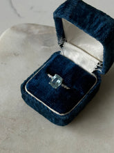 Load image into Gallery viewer, Cushion Cut Aquamarine with Single Cut Diamonds 14k White Gold Ring
