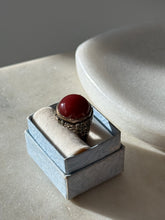 Load image into Gallery viewer, Vintage Carnelian Carved Flower Ring Size 4
