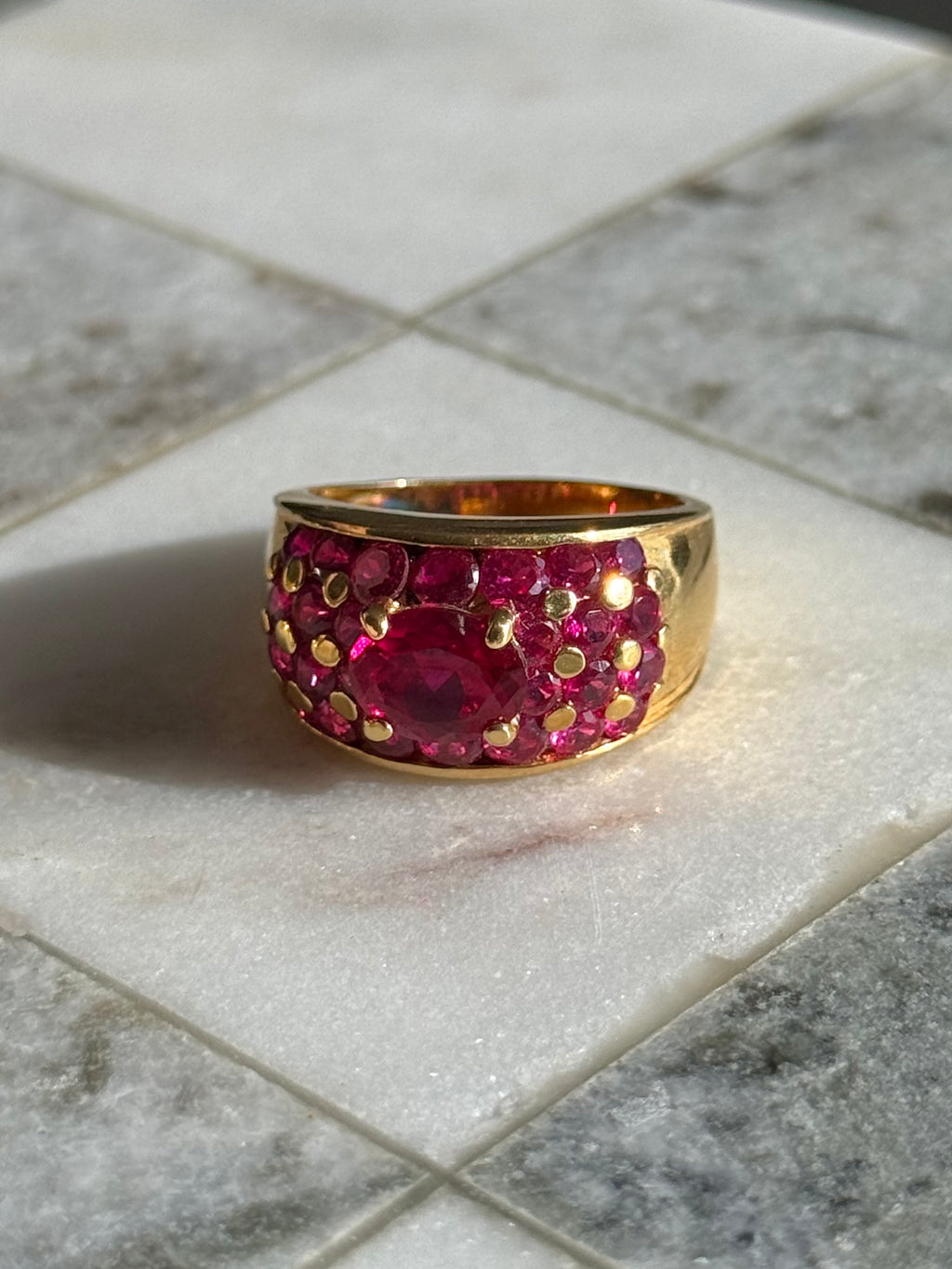 Synthetic Pink Sapphire Gold Vermeil Ring Size 10