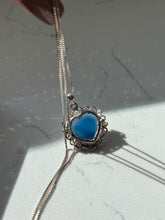 Load image into Gallery viewer, Blue Heart Sterling Silver Locket Necklace 24”
