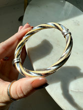 Load image into Gallery viewer, Italian Two-Tone Sterling Silver Gold Vermeil Hinged Bangle Bracelet
