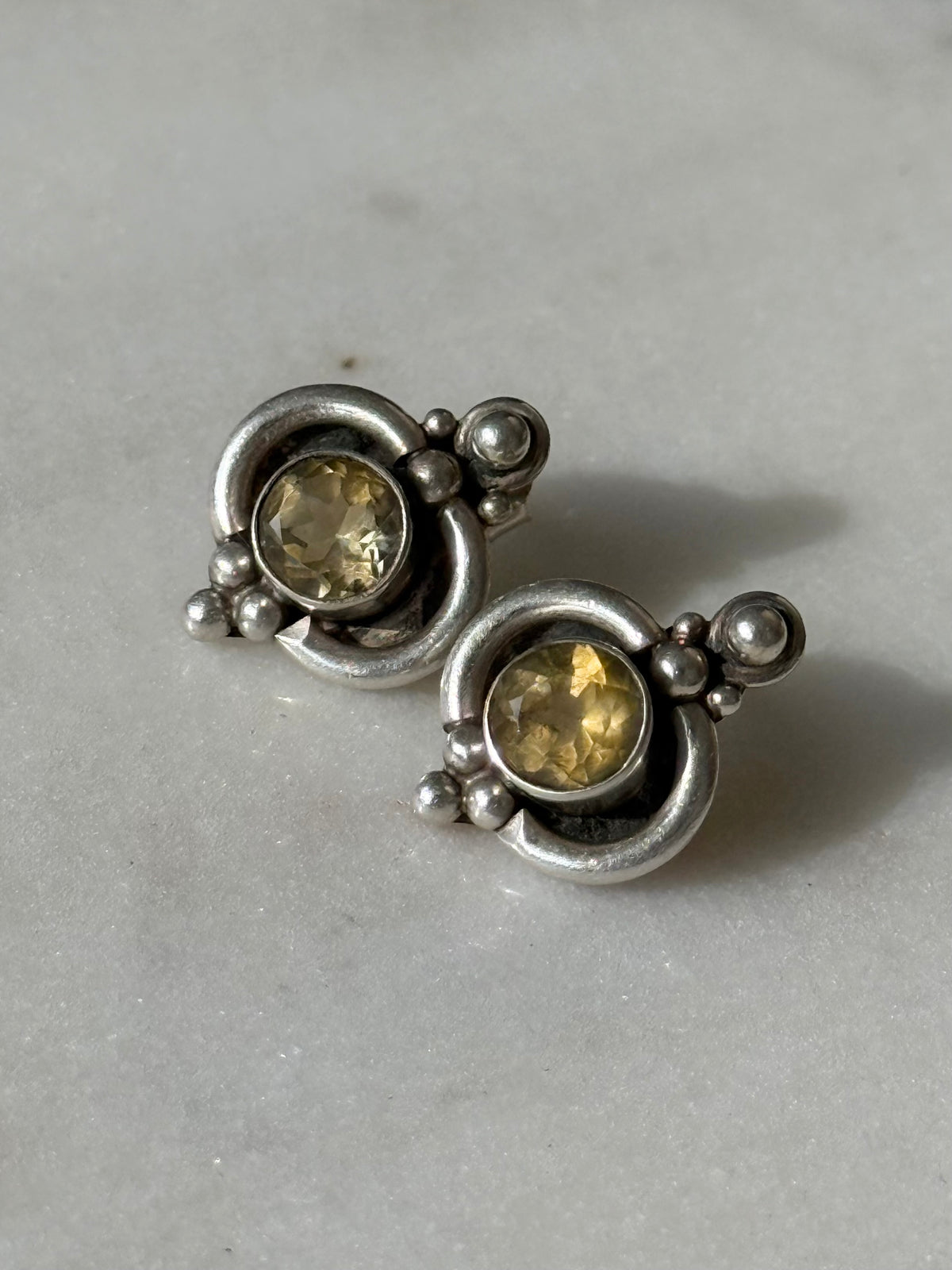 Vintage Citrine Sterling Silver Earrings