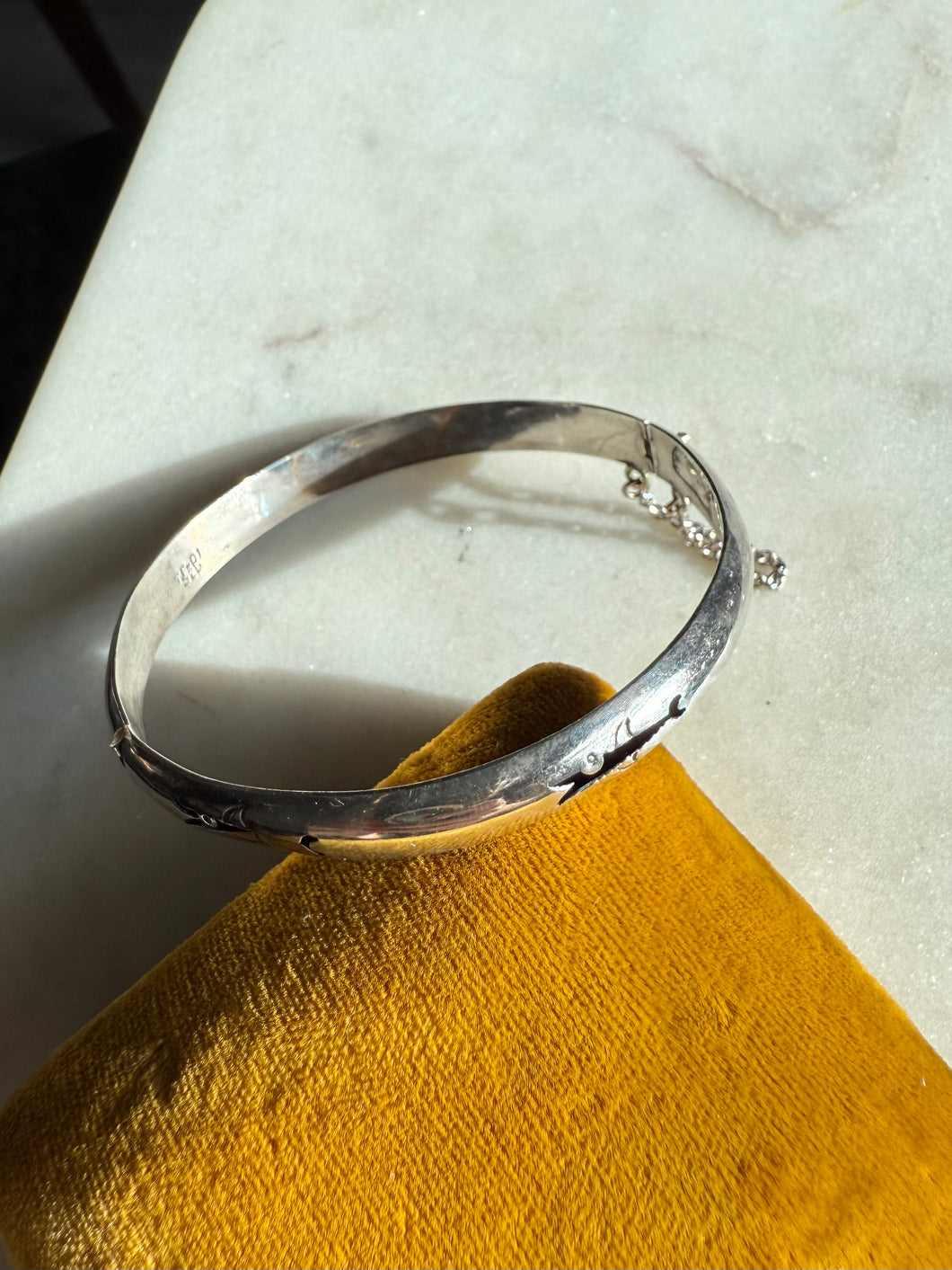 Vintage Fish Sterling Silver Bangle Bracelet